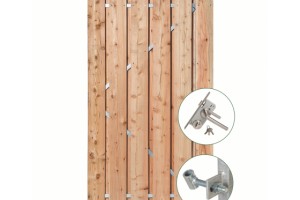 Tuindeur Privacy Lariks/douglas met rvs slot h195xb100cm