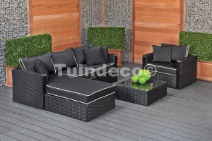 Wicker loungeset Frascati zwart