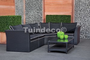 Wicker loungeset Ferrara zwart