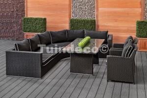 Wicker loungeset Florence zwart