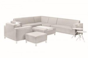 Textileen loungeset Colorado Springs licht grijs Voetenbank/Hocker