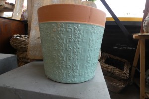 Bloempot groen/terracotta kleur